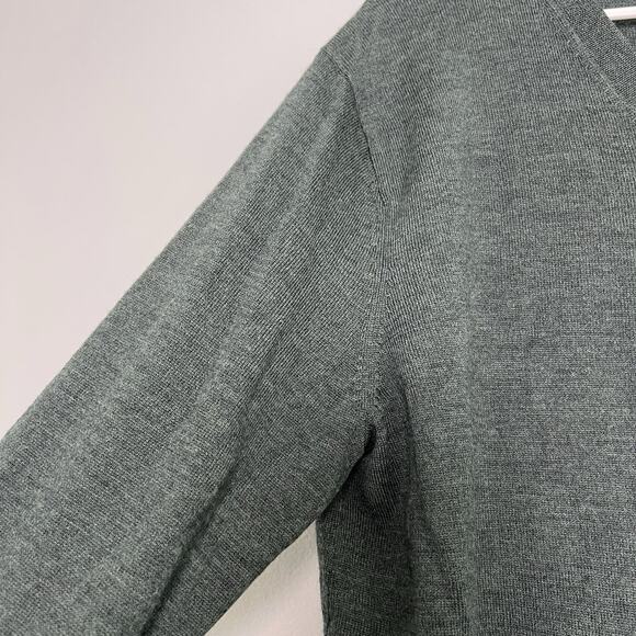 Saks Fifth Avenue Men's Extra Fine Merino Wool Green V Neck Sweater Sz XL Basic - Picture 7 of 13